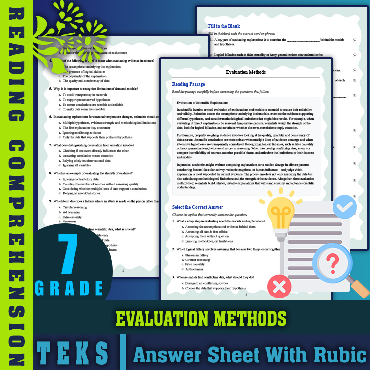 Grade 7 Science reading worksheets worksheet — 7th Grade Science | Evaluation Methods Reading Worksheet (PDF + Answer Key)…