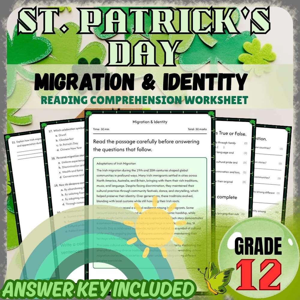 Grade 12 | St.patricks day for Mastering Migration & Identity | PDF + Answer Key