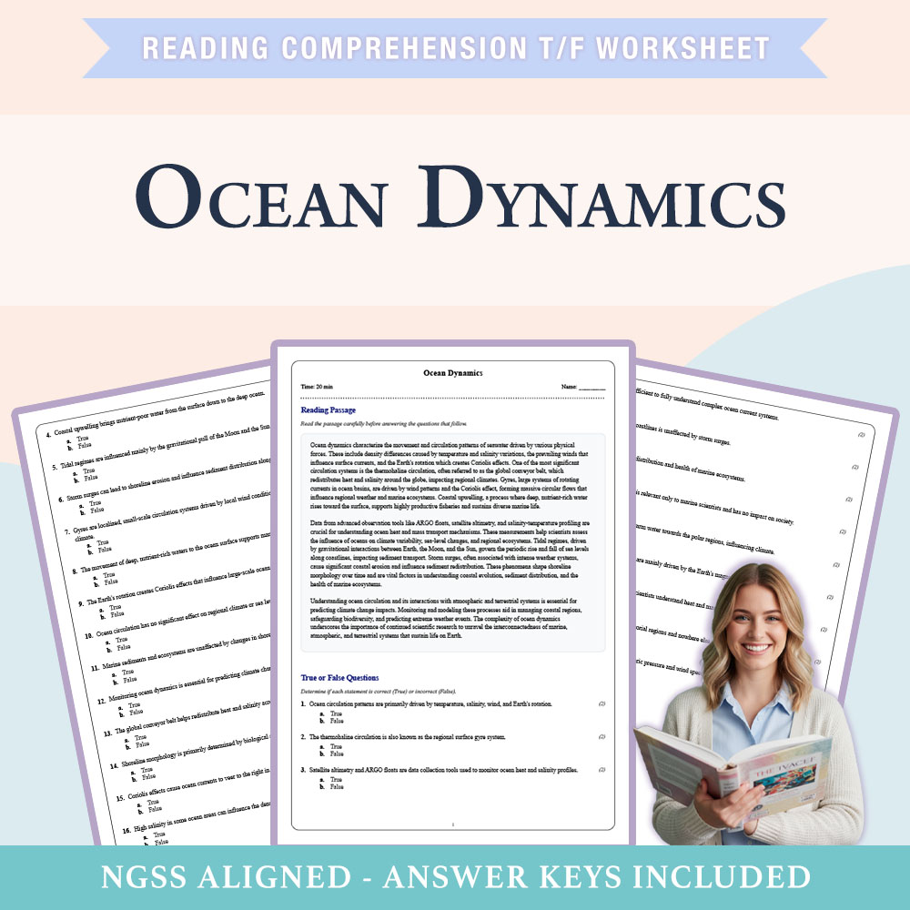 Grade 10 Science reading comprehensions true or false worksheet worksheet — 10th Grade Science | Ocean Dynamics Worksheet…