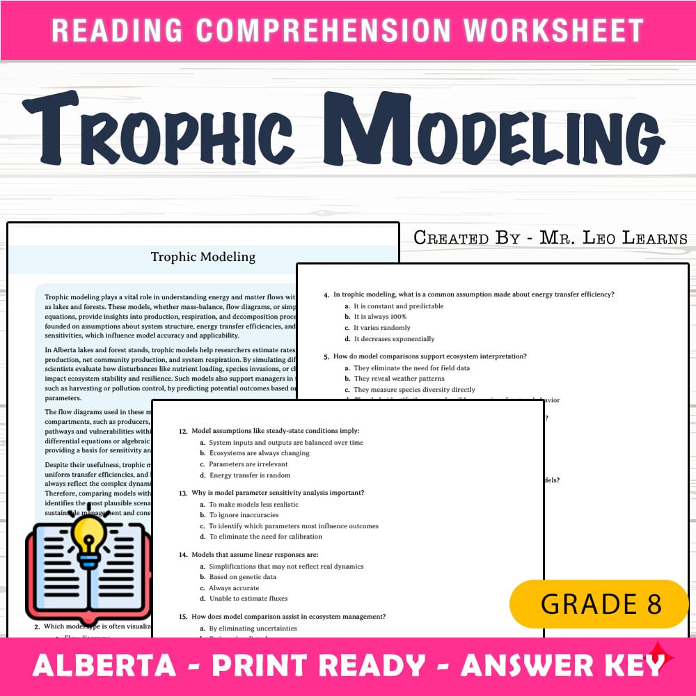 Grade 8 Science worksheet mcq paper worksheet — Grade 8 Science — Trophic Modeling Worksheet MCQ Paper PDF + Answer Key —…