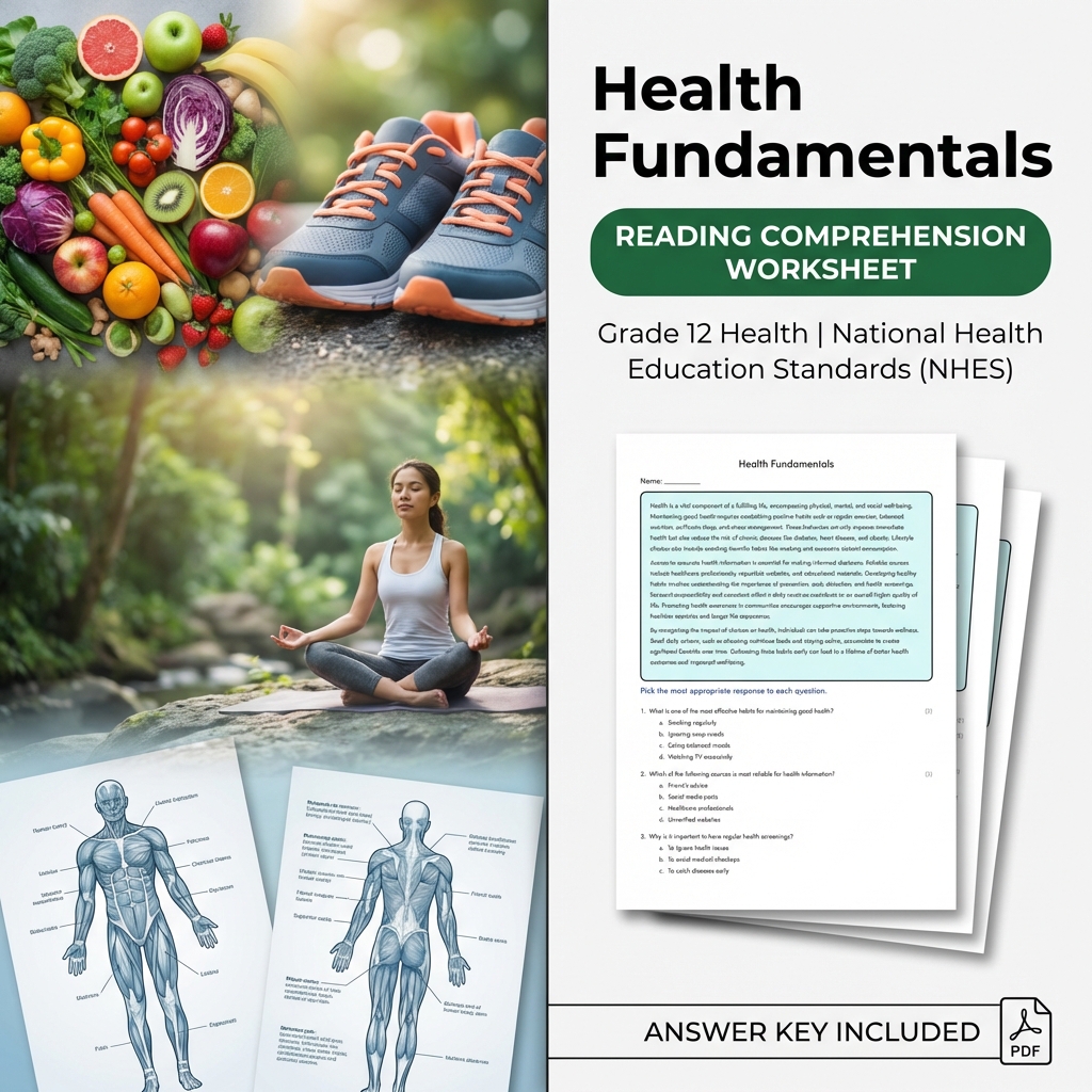 Grade 12 Health Lesson Bundle | NHES Worksheets on Health Topics — included worksheet 1