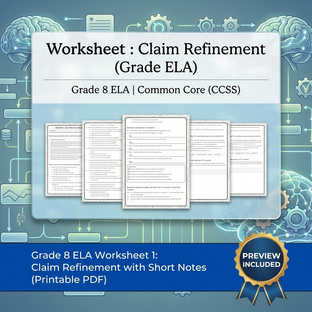 Grade 8 Clarity, Evidence & Argument Writing ELA Full-Year Bundle CCSS — included worksheet 7