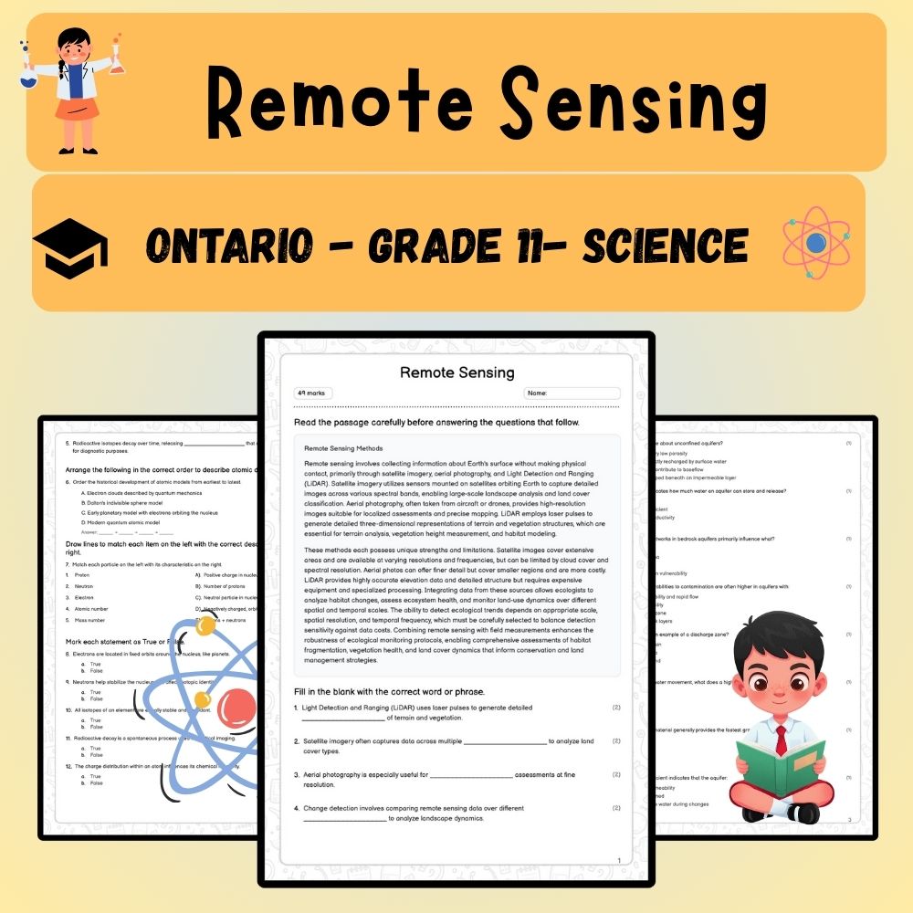 Grade 11 Science worksheet worksheet — Grade 11 Science | Remote Sensing Worksheet (Worksheet + Answer Key) – Ontario Stan…