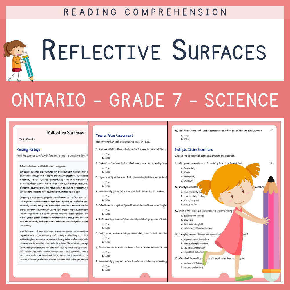Grade 7 Science worksheet elena worksheet — Grade 7 Science Assessment | Reflective Surfaces Worksheet Elena | Ontario — p…