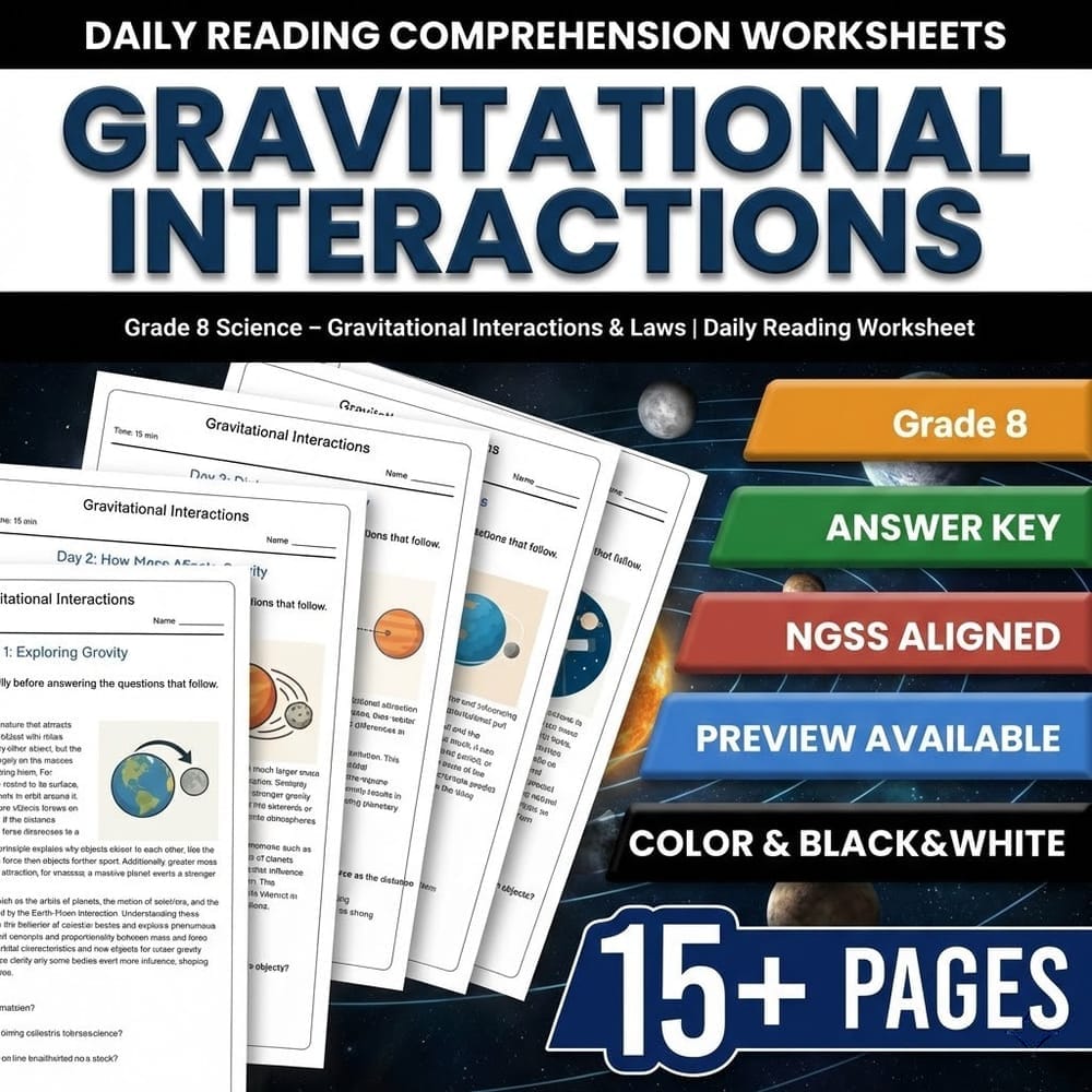 Grade 8 Science – Gravitational Interactions & Laws | Daily Reading Worksheet