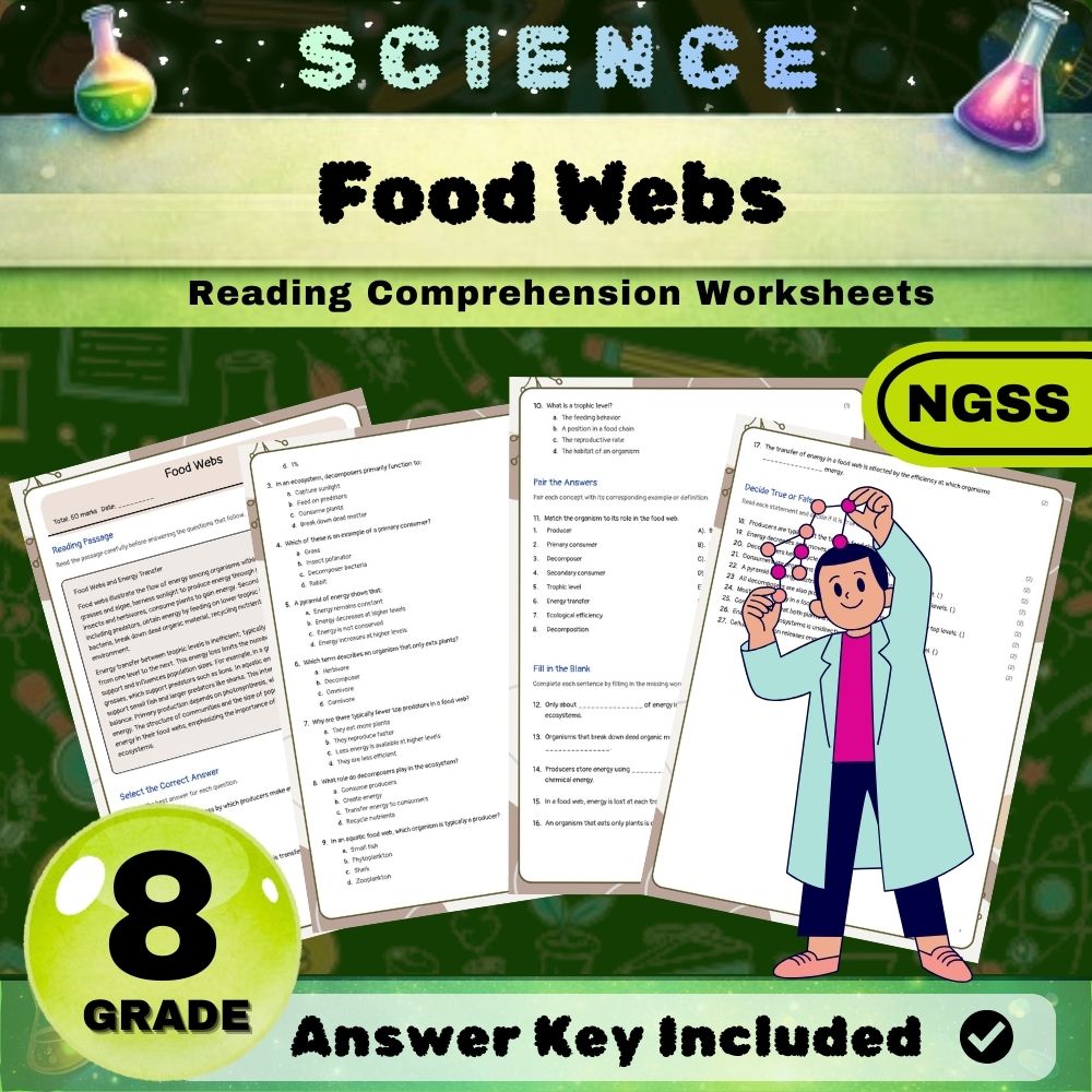 Grade 8 Science NGSS Bundle | Comprehensive Worksheets for Earth & Life Sciences — included worksheet 5