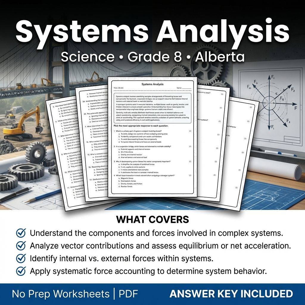 Systems Analysis Worksheet for Grade 8 Science | Alberta Standards