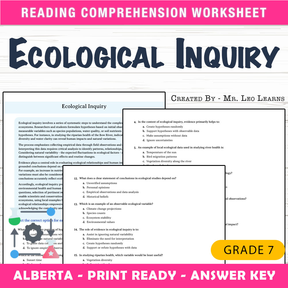 Grade 7 Science worksheet mcq paper worksheet — Grade 7 Science — Ecological Inquiry Worksheet MCQ Paper for Mastery — page 1