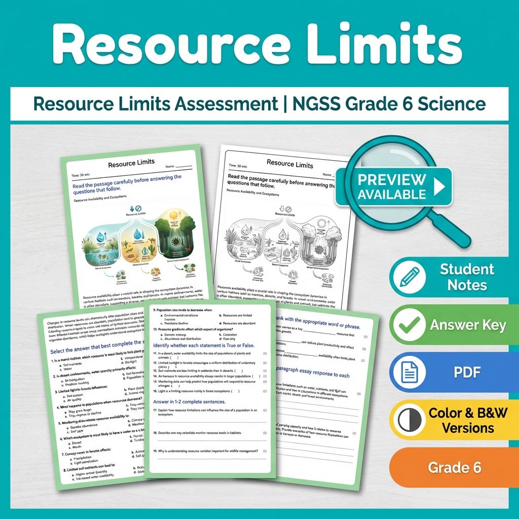Grade 6 Science Full Year Bundle | NGSS Assessment Resources (Printable) — included worksheet 5