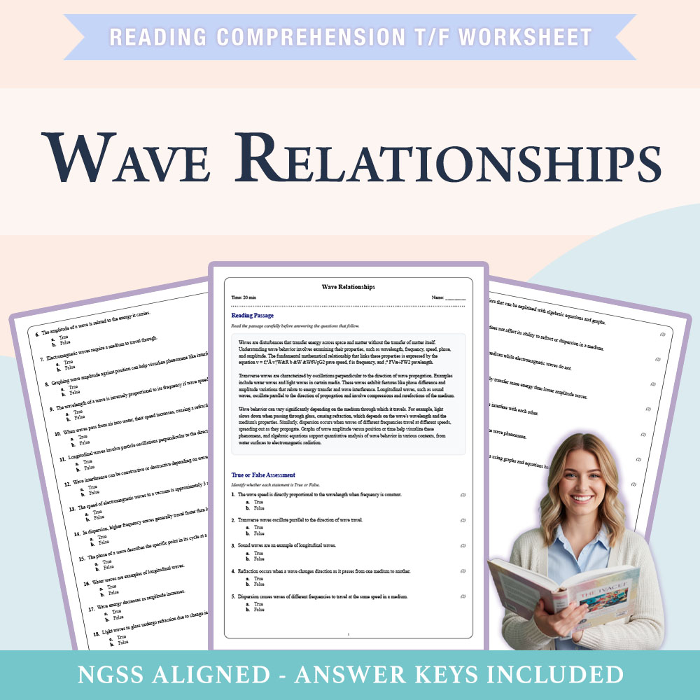 Grade 11 Science reading comprehensions true or false worksheet worksheet — 11th Grade Science | Wave Relationships Worksh…