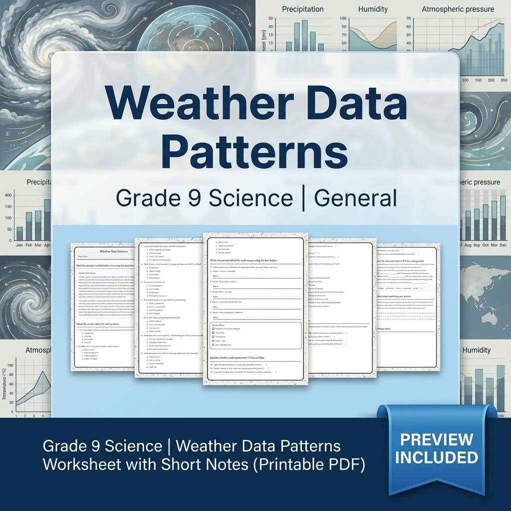 Grade 9 Science Data & Model Reasoning Full-Year Bundle: General Framework — included worksheet 4