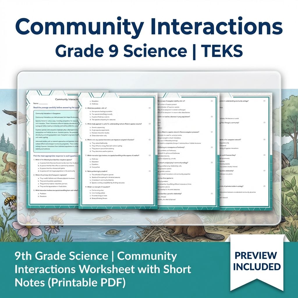 Grade 9 Science Worksheet Bundle: Cell Biology, Genetics & Ecology (Collection) — included worksheet 11