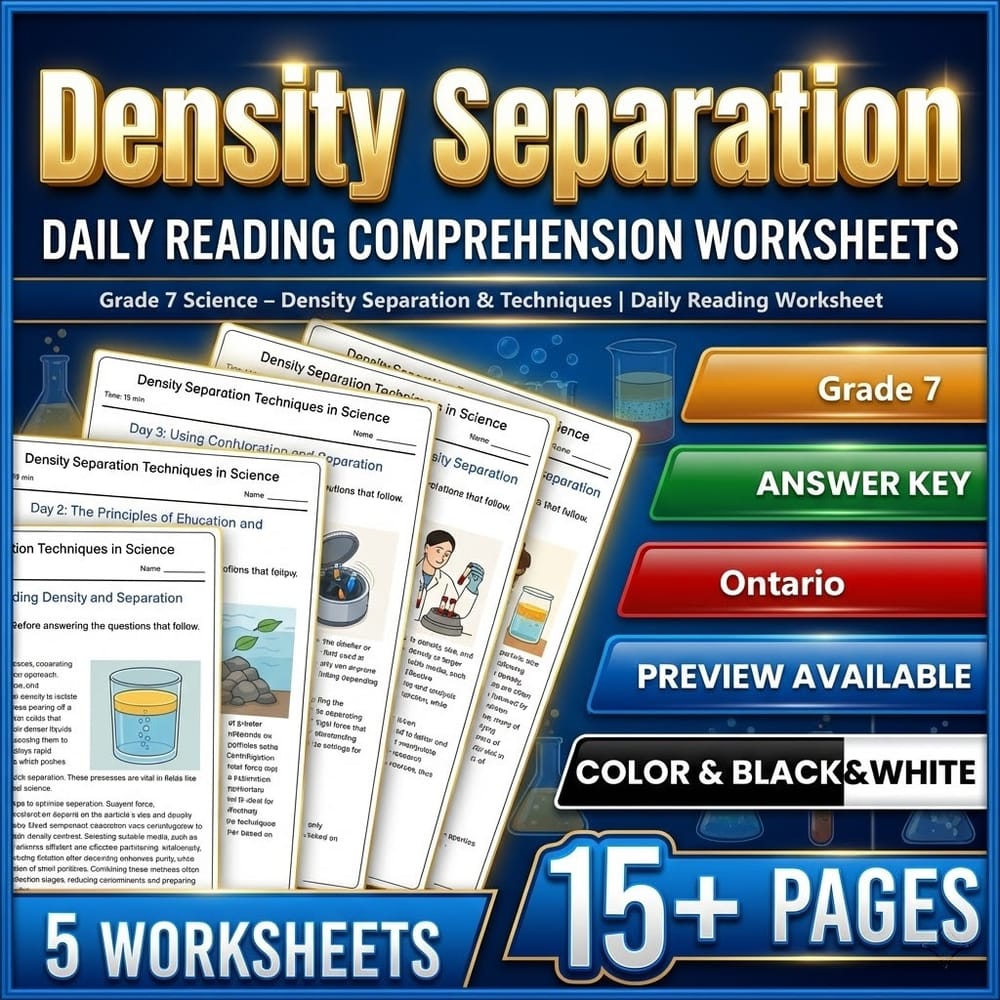 Grade 7 Science Bundle – Ontario Daily Worksheets for Comprehensive Study — included worksheet 5
