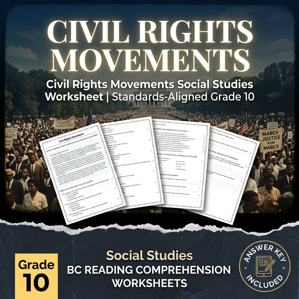 Civil Rights Movements Social Studies Worksheet | Standards-Aligned Grade 10