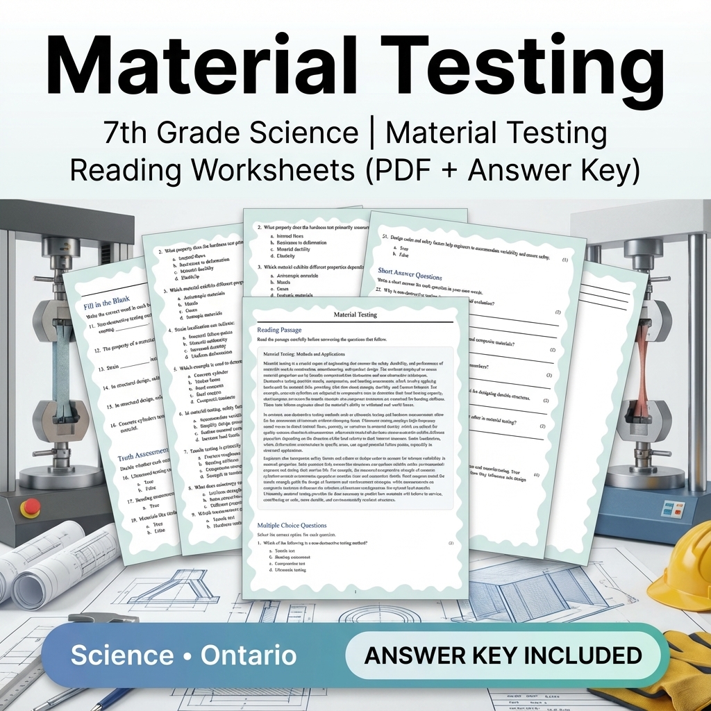 Grade 7 Science Unit Bundle – Structural Engineering & Material Testing  — included worksheet 7