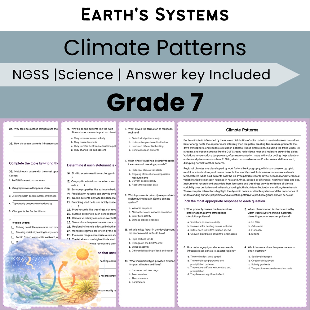Grade 7 Science Earth's Systems Lesson Bundle | NGSS Worksheets — included worksheet 2