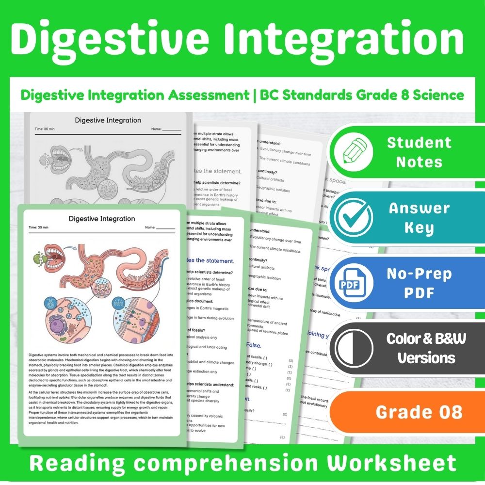 Grade 8 Science – Cell Structure & Function Assessment | Standards-Aligned Unit — included worksheet 6