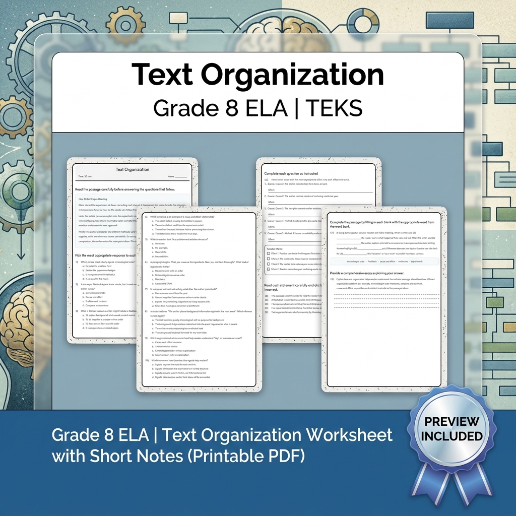 Grade 8 Evidence & Grammar ELA Full-Year Bundle TEKS — included worksheet 7
