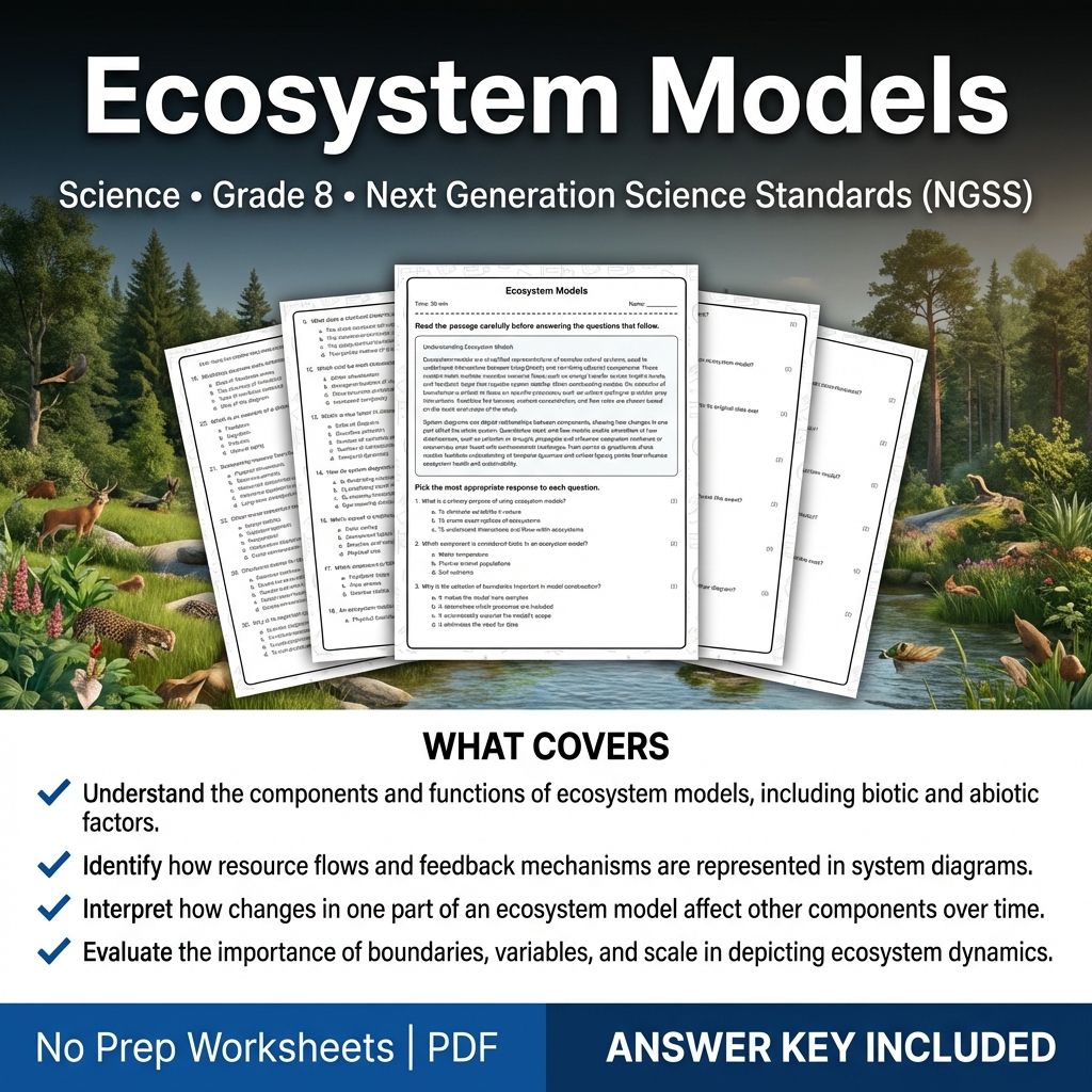 Grade 8 Science | Ecosystem Models Worksheet & Answer Key (Printable PDF)