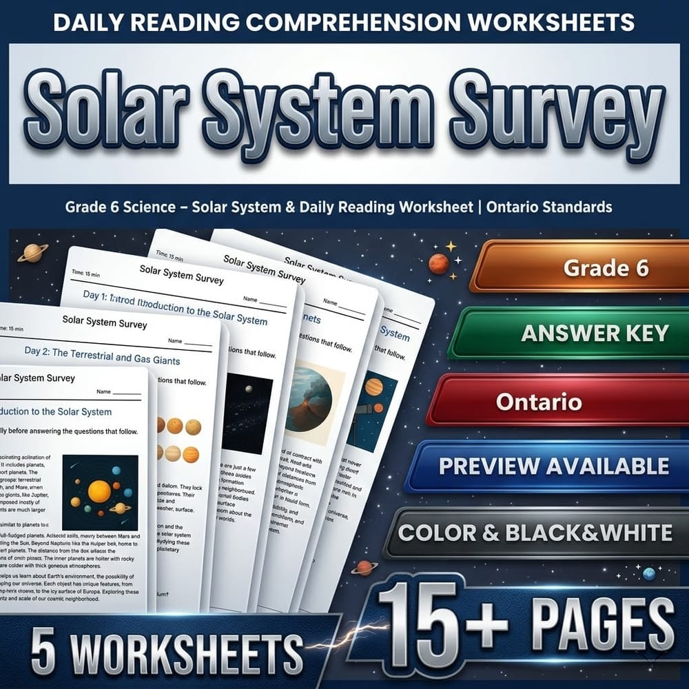 Grade 6 Science Full Year Bundle – Ontario Daily Reading Worksheets — included worksheet 11