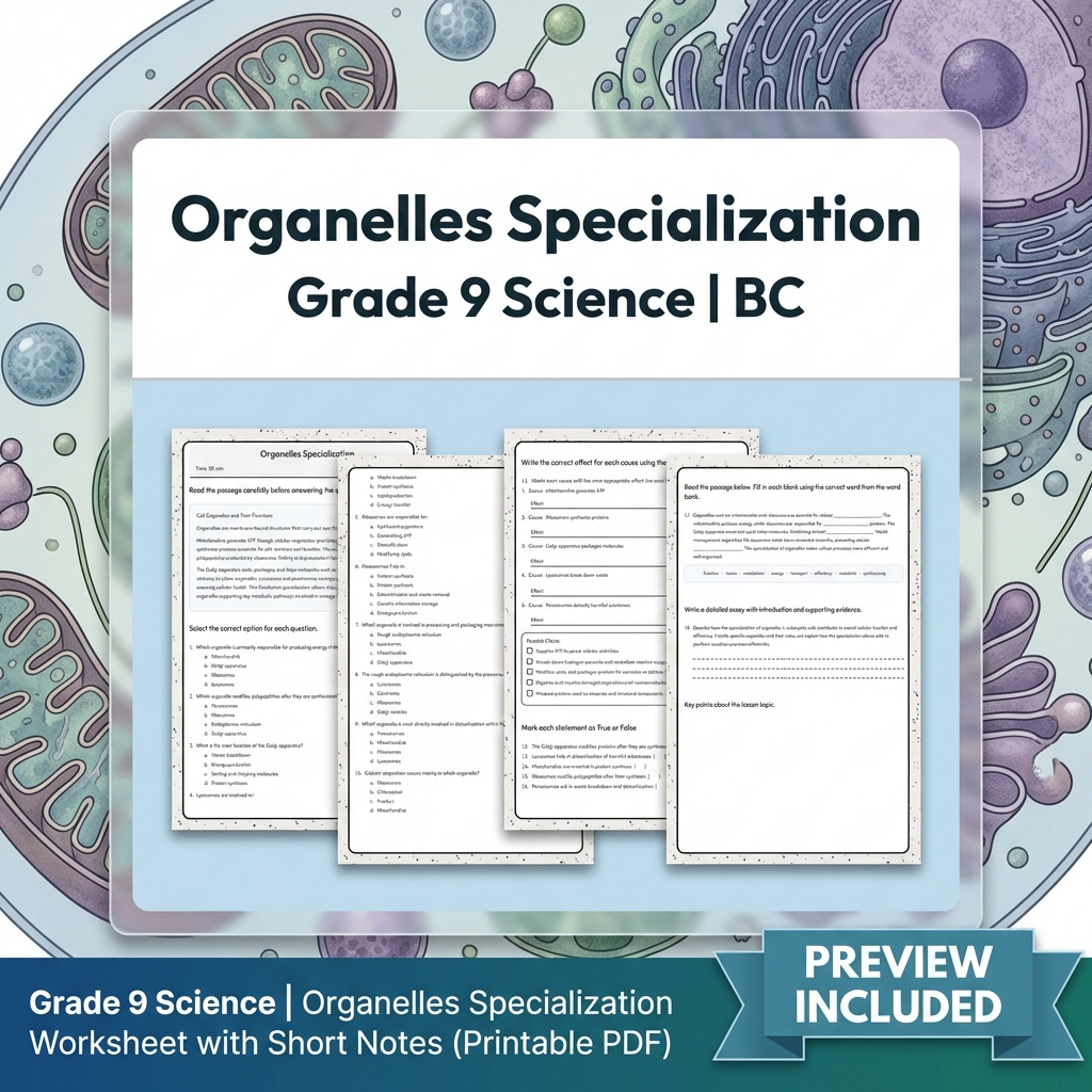 Grade 9 Science Full Year Bundle | BC Framework Students Practice — included worksheet 8