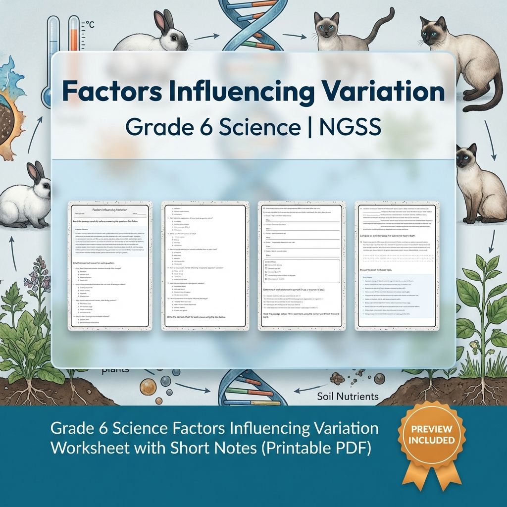 Grade 6 Science | Heredity: Inheritance & Variation NGSS Unit | Worksheets — included worksheet 1