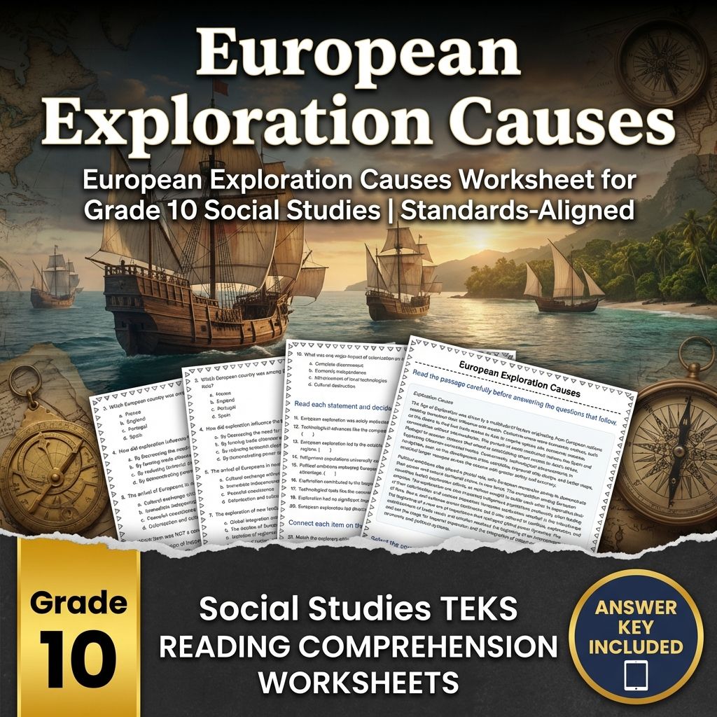 European Exploration Causes Worksheet for Grade 10 Social Studies
