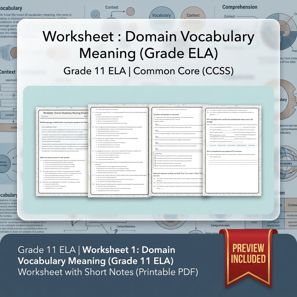 Grade 11 ELA Text Analysis and Writing Full-Year Bundle: Common Core (CCSS) — included worksheet 6