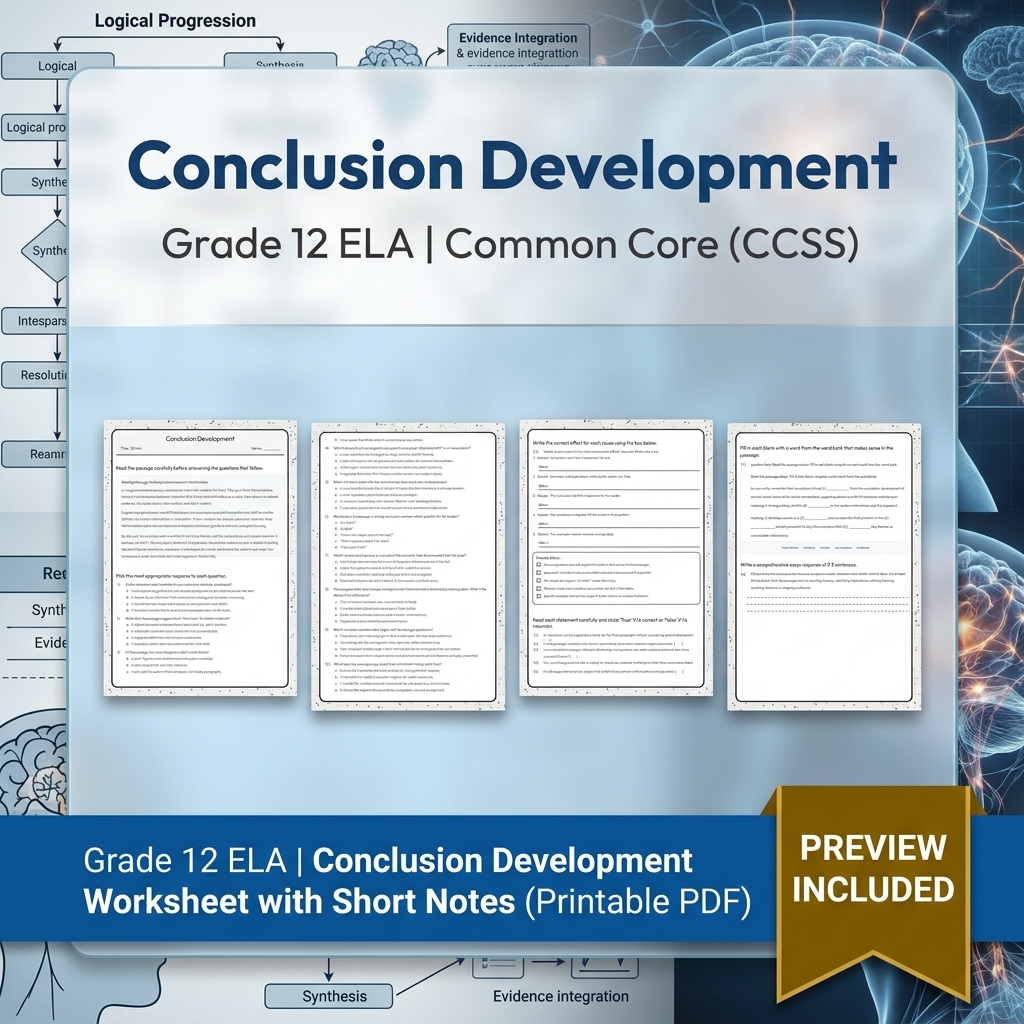 Grade 12 ELA Evidence-Based Reading & Writing Full-Year Bundle (CCSS) — included worksheet 12