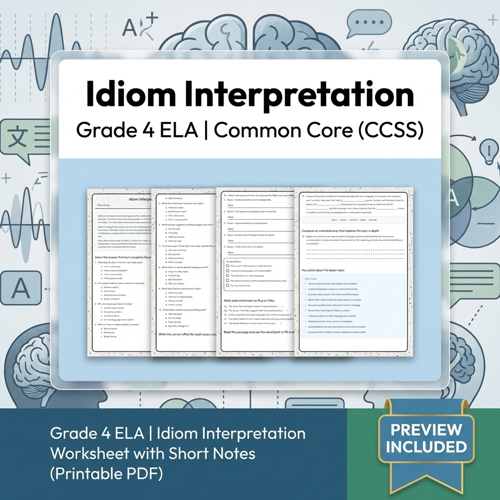 Grade 4 Text Evidence, Language & Writing ELA Full-Year Bundle: CCSS — included worksheet 6