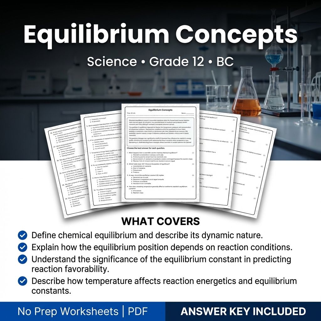 Equilibrium Concepts Worksheet for Grade 12 Science BC Standards