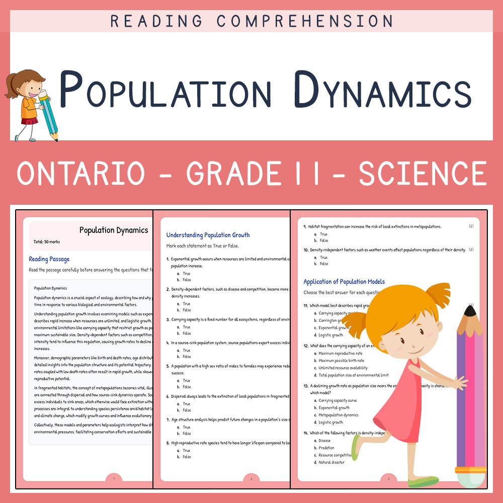 Grade 11 Science worksheet elena worksheet — Grade 11 Science Assessment | Population Dynamics Worksheet Elena | Ontario —…
