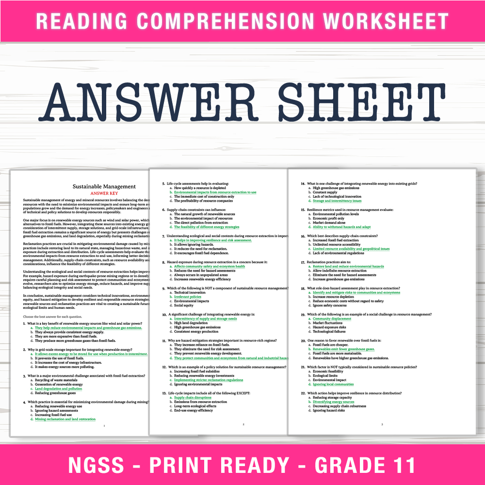 Grade 11 Science worksheet worksheet — Grade 11 Science | Sustainable Management Worksheet (PDF + Answer Key) — page 2