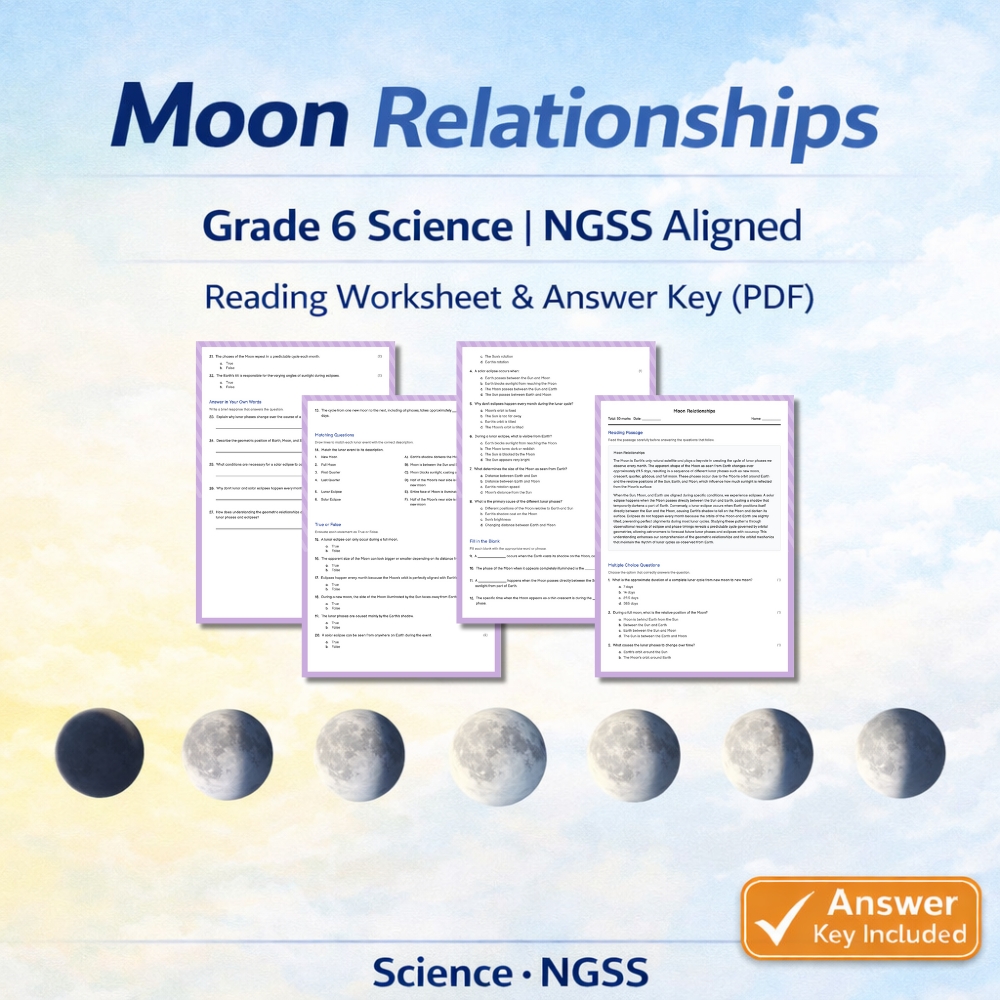 Grade 6 Science Unit Bundle | Space, Motion & Earth Cycles NGSS Worksheets — included worksheet 2