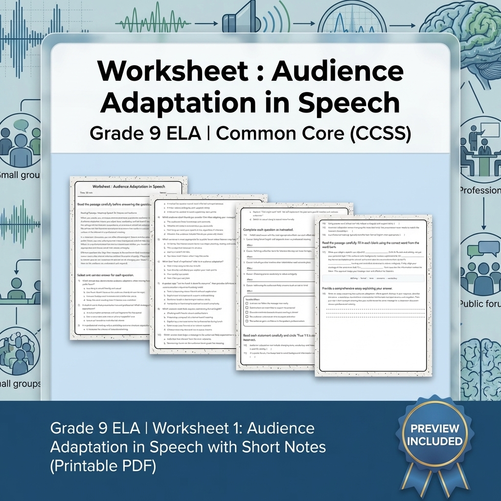 Grade 9 Speaker Reasoning & Source Integration ELA Lesson Bundle | CCSS — included worksheet 1