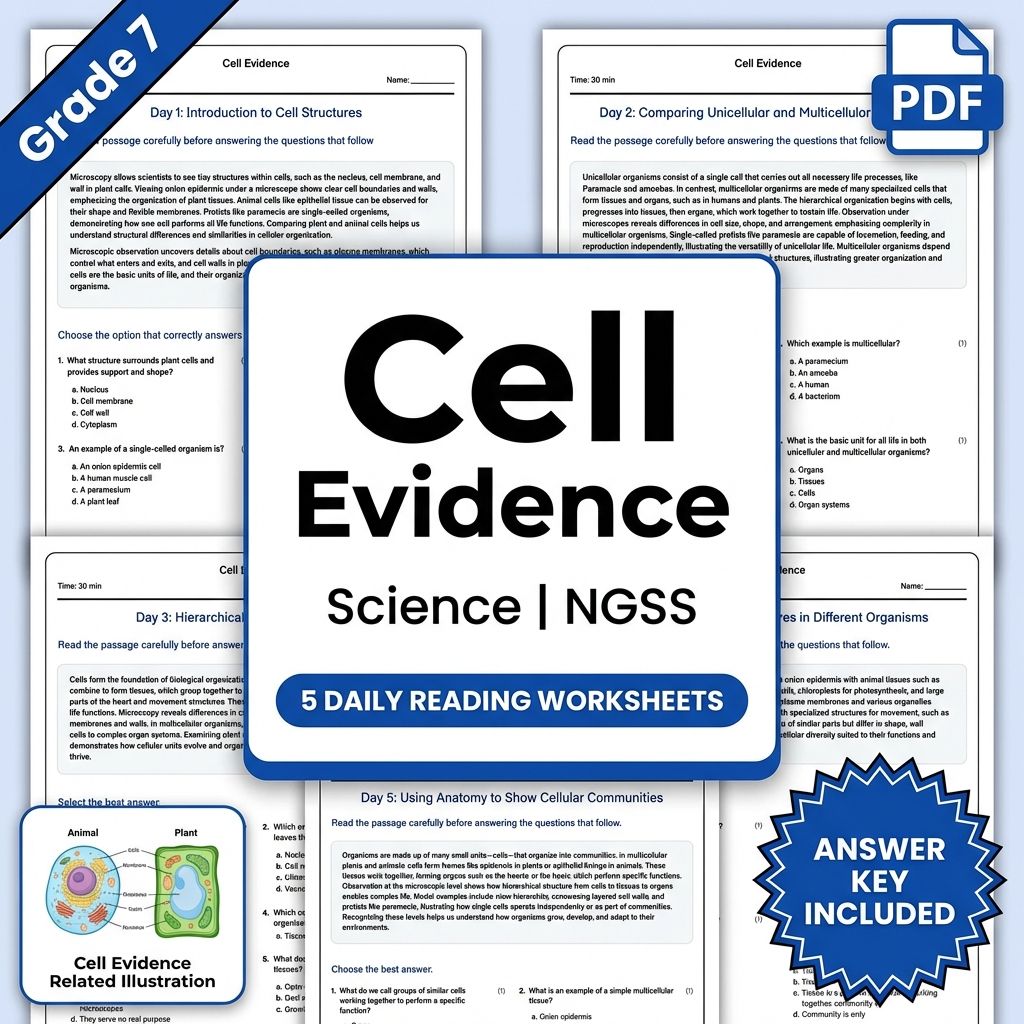 Grade 7 Science – Cell Evidence Daily Reading Worksheet(PDF + Answer Key)