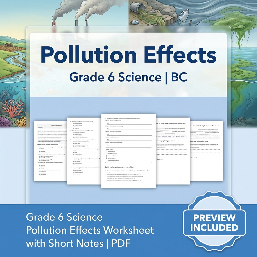 Grade 6 Science BC Ecosystems & Environmental Processes Worksheet Pack Full Year — included worksheet 8