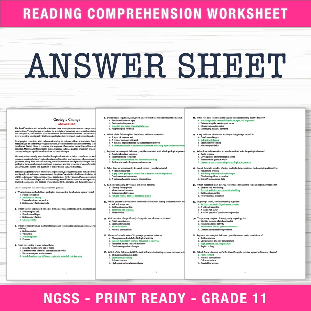 Grade 11 Science worksheet worksheet — Grade 11 Science – Geologic Change Worksheet (PDF + Answer Key) — page 2