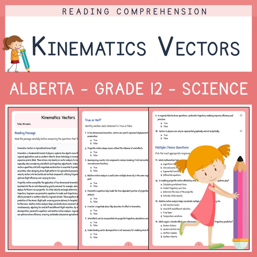 Grade 12 Science worksheet elena worksheet — Grade 12 Science | Kinematics Vectors Worksheet | Alberta Standards — page 1