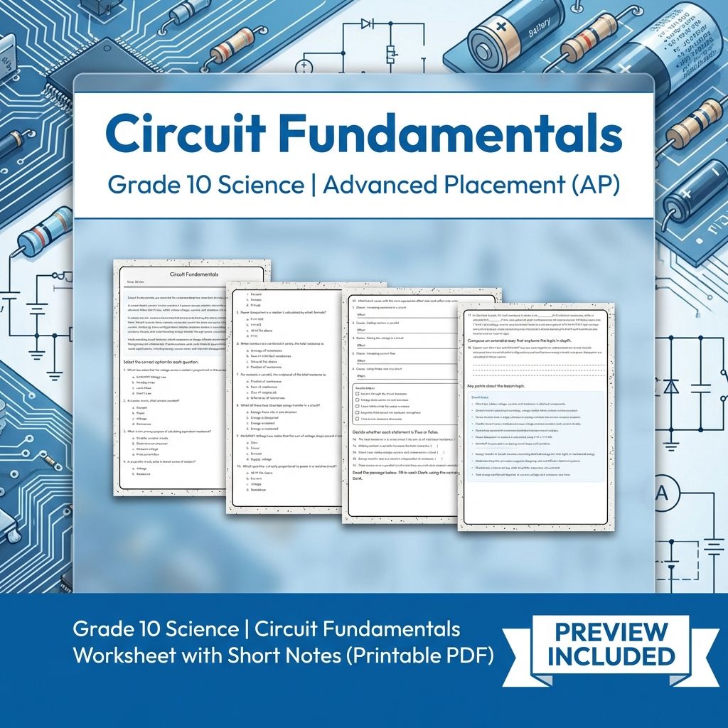 Grade 10 Science | Circuit Fundamentals Worksheet with Short Notes (PDF)