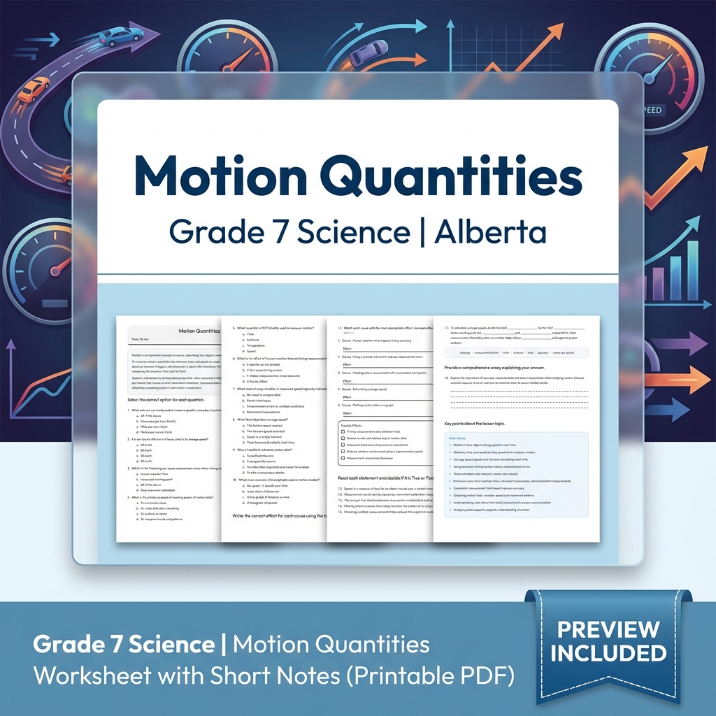 Grade 7 Science | Forces, Structures & Motion UNIT Worksheet Bundle  — included worksheet 3