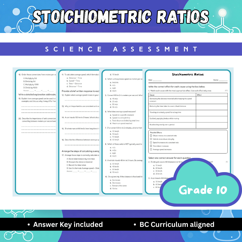 Grade 10 Science | Stoichiometric Ratios Worksheet (Answer Key) PDF