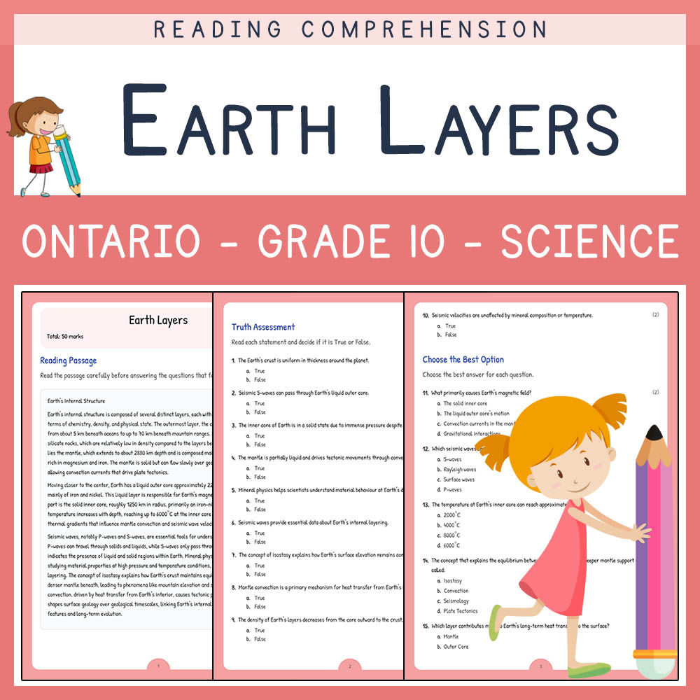 Grade 10 Science worksheet elena worksheet — Grade 10 Science | Earth Layers Worksheet Elena | Ontario Standards — page 1
