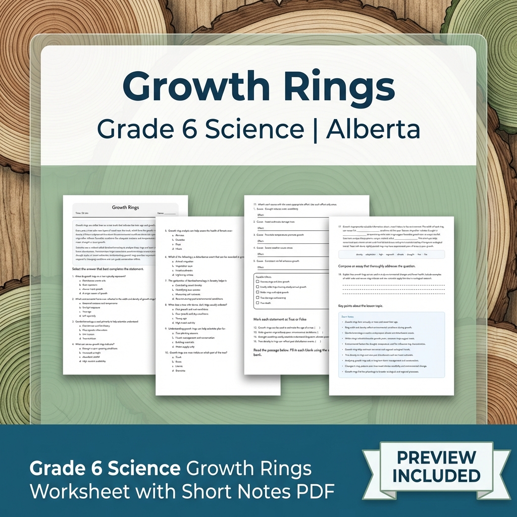 Grade 6 Science Alberta | 60-Worksheet Comprehensive Science Bundle  — included worksheet 16