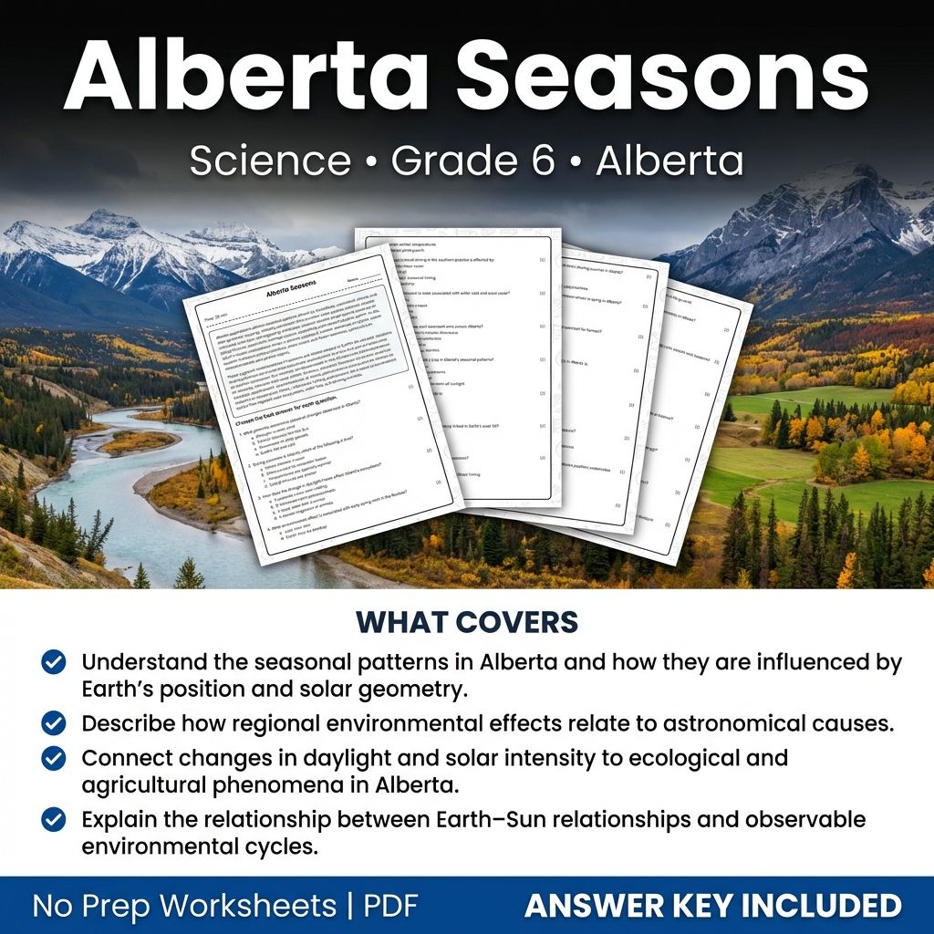 Alberta Seasons Grade 6 Science Worksheet | Standards-Aligned Practice