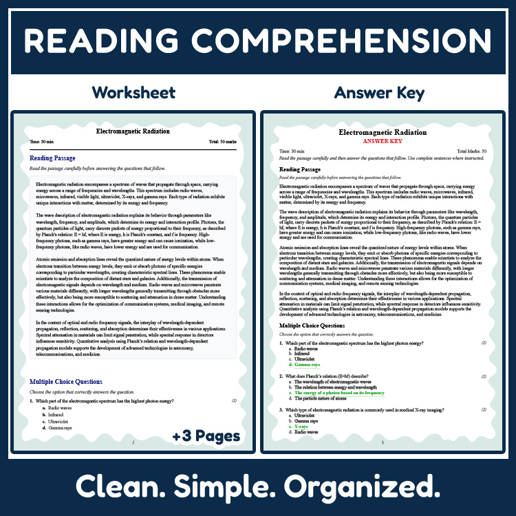 Grade 9 Science reading worksheets worksheet — 9th Grade Science | Electromagnetic Radiation Reading Worksheet (PDF) — page 2