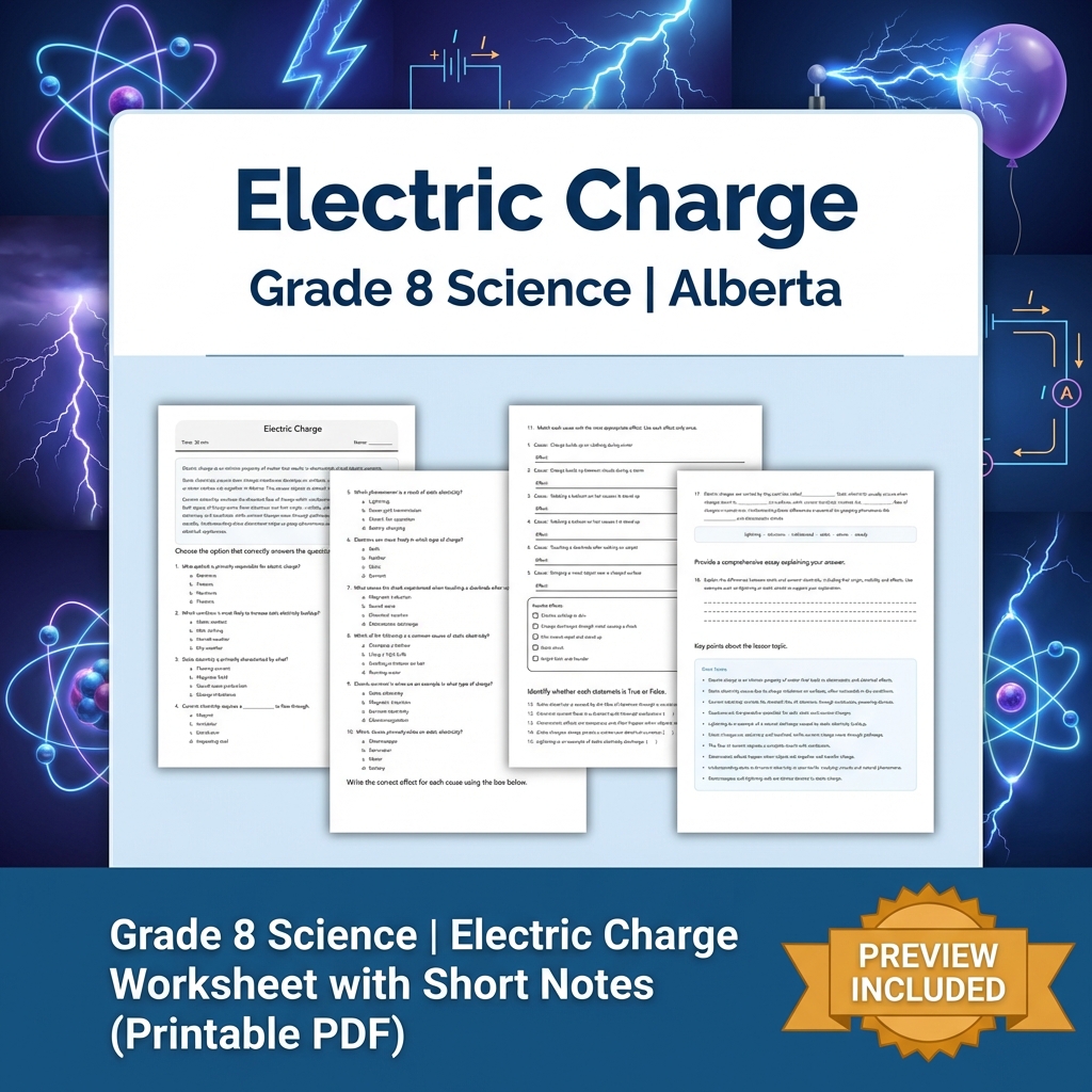Grade 8 Science Worksheet Bundle | Alberta Standards | Year-Long Assessment Pack — included worksheet 8