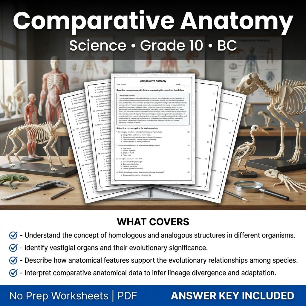 Grade 10 Science Worksheet | Comparative Anatomy Practice with Answer Key (PDF)
