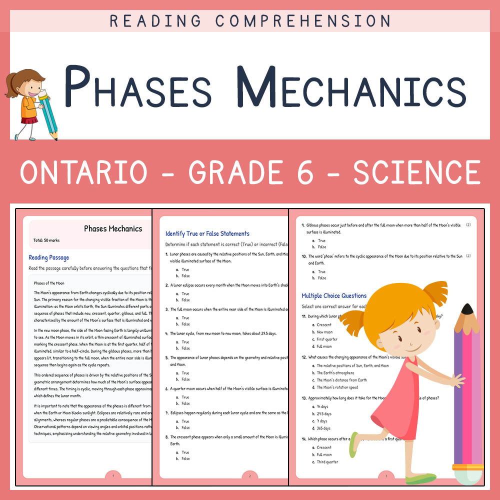 Grade 6 Science worksheet worksheet — Grade 6 Science | Phases Mechanics Worksheet & Answer Key – Ontario Curriculum — page 1