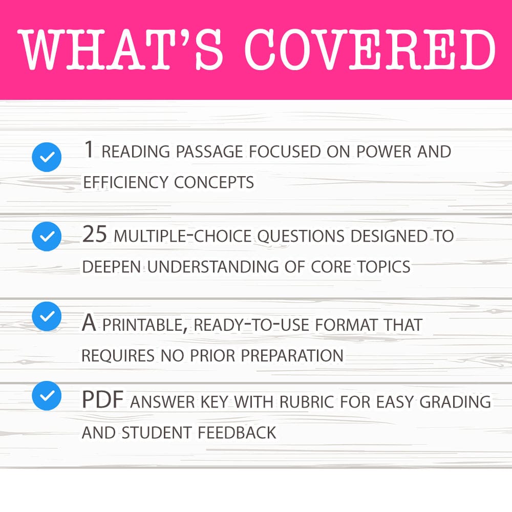 Grade 8 Science worksheet mcq paper worksheet — Grade 8 Science — Power and Efficiency Worksheet MCQ Paper — page 2